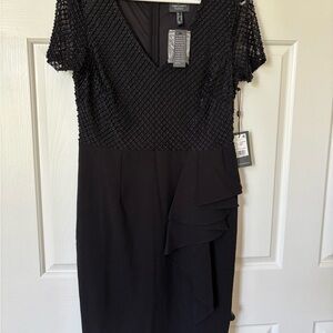 Adrianna Papell Black V-Neck Sheath Mini Dress
